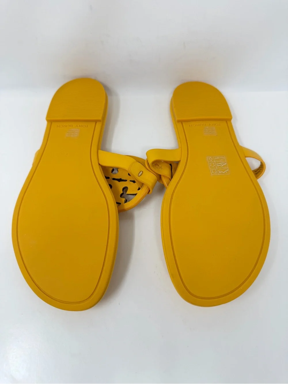 Tory Burch Metal Miller Sandals Leather Yellow Size 6.5